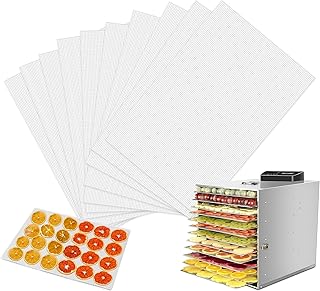 Herbst Lot de 10 films de déshydratation pour déshydrateur automatique, 35 x 30 cm, réutilisables, anti-adhésifs, tapis à vapeur, feuilles de déshydrateur en silicone pour déshydrateur automatique