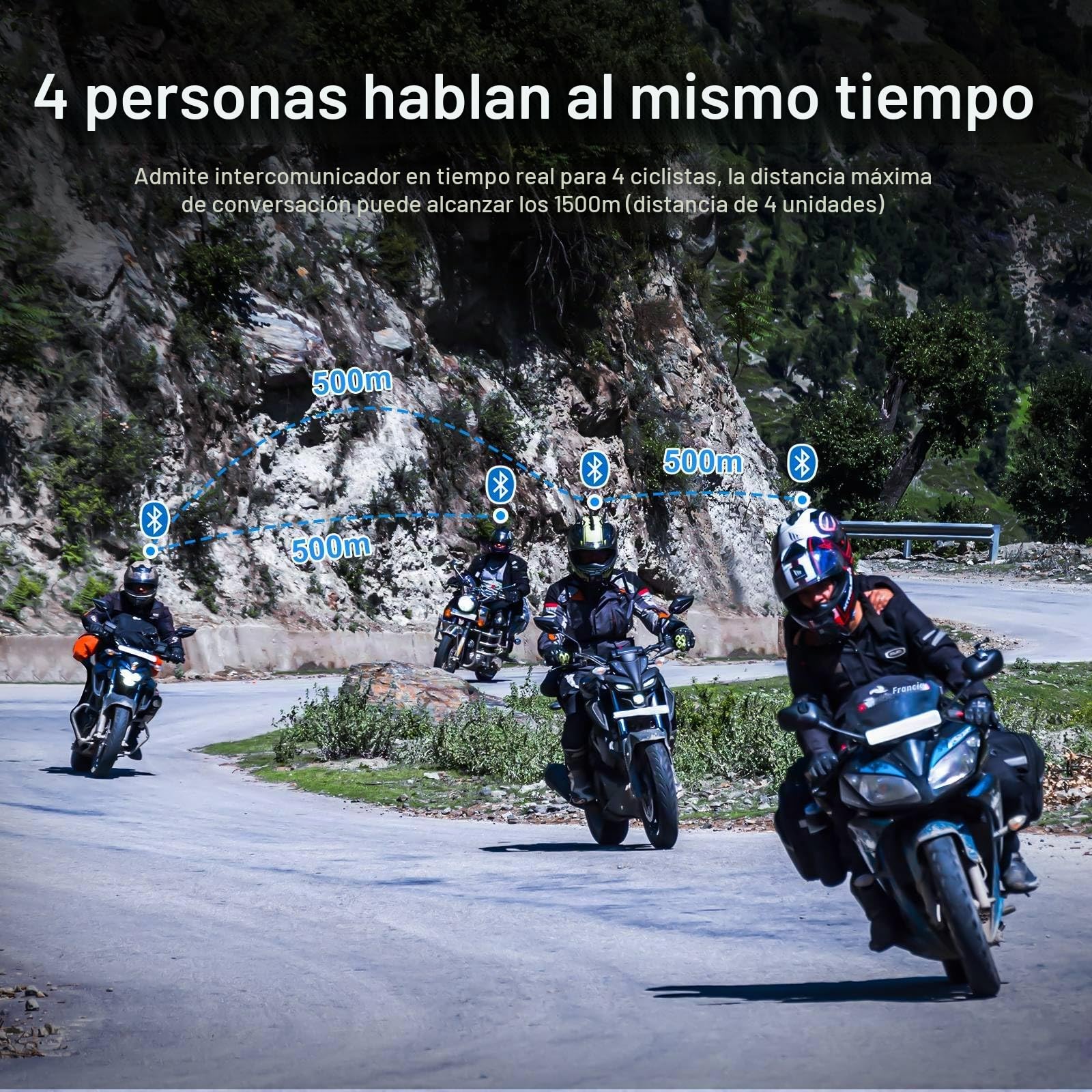 SolaMr V4 Plus Intercomunicador Casco Moto, Bluetooth 5.1 Accesorios Moto Intercom con Reducción de Ruido CVC, Radio FM e Intercomunicador 4 Vías hasta 1500 M - 3 Pack