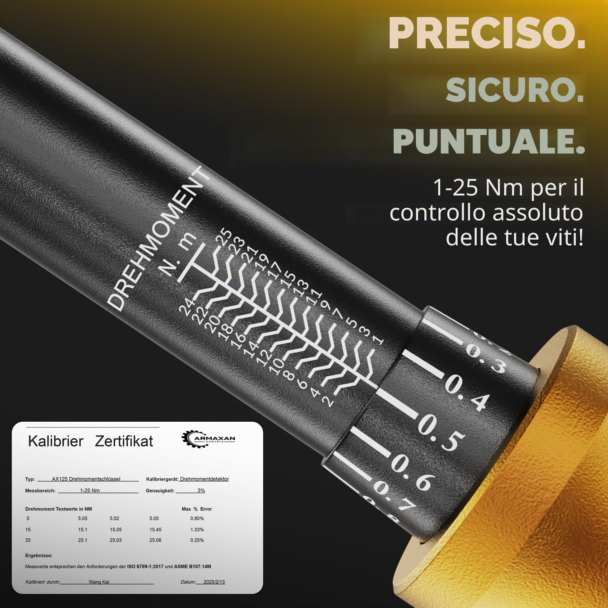 Set di chiavi dinamometriche per bicicletta, 1 – 25 Nm, 20 pezzi, 1/4 pollici, per bici da corsa, MTB, moto e bici, meccanismo a scatto di precisione ± 2%, con punta HEX, Torx e certificato di