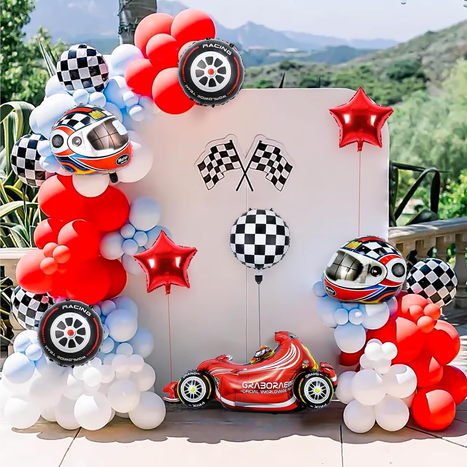 Piokio 9 PCS Race Car Balloons, for Birthday Race Car Theme Party Decorations, lightning mcqueen, hot wheels birthday decorations