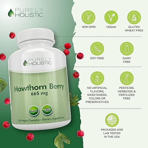 Miniatura 8 de Purely Holistic Hawthorn Berry 665mg + Extracto de hoja de olivo paquete de 750 mg + 270 cápsulas veganas, fabricado en los Estados Unidos