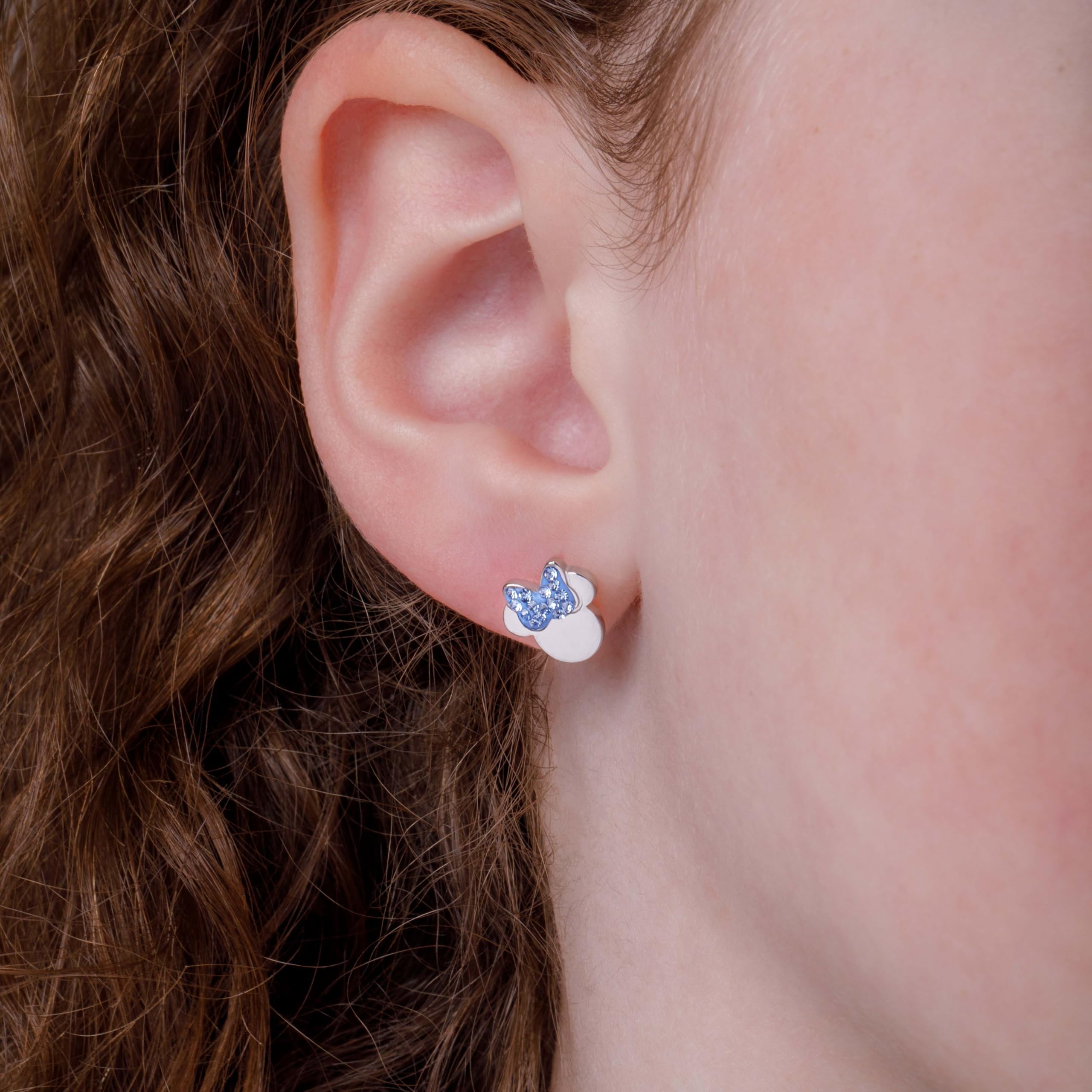 Disney Boucles d'oreilles Minnie pour Fille en Acier Inoxydable et Cristal de Zircone