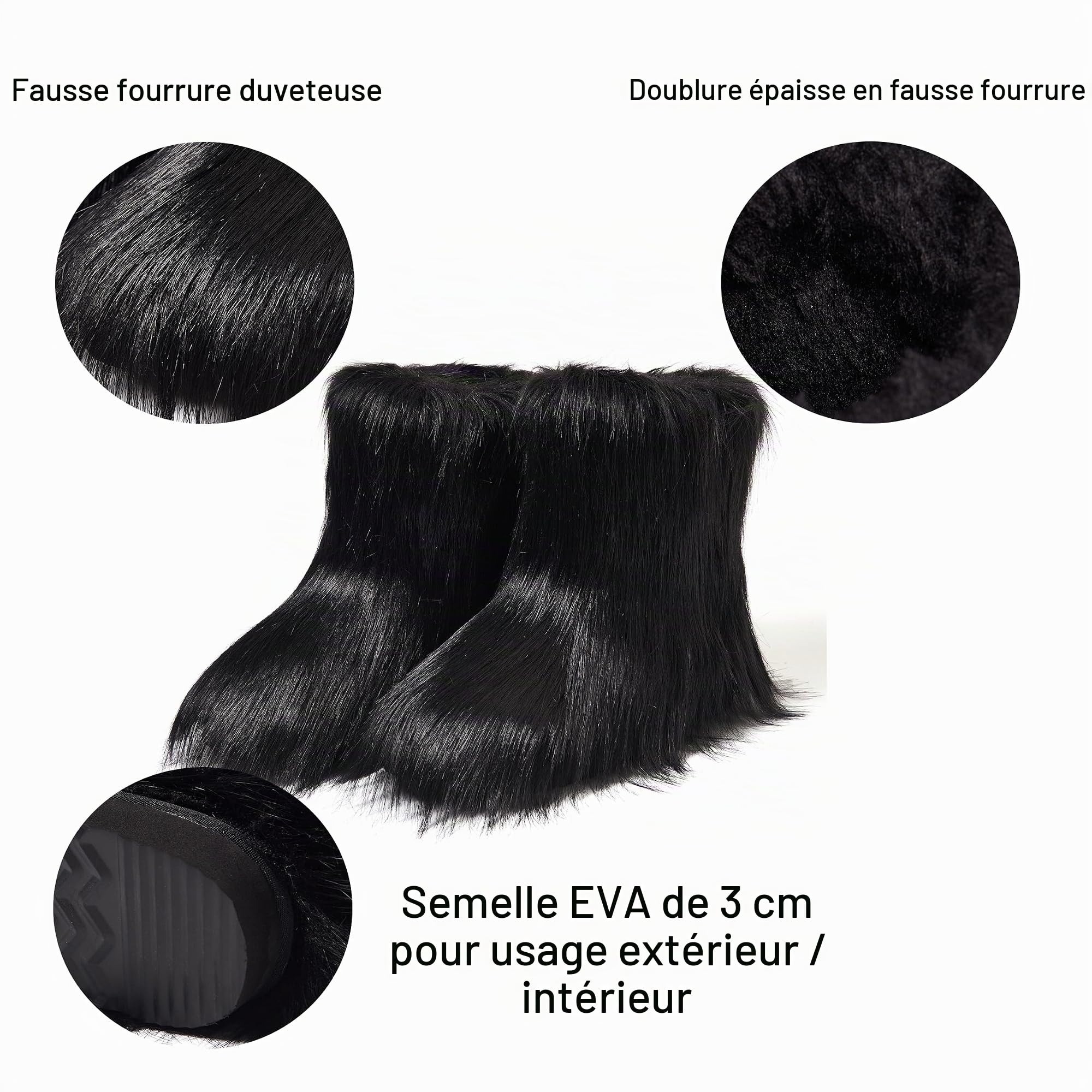 Shenduo Femme Fausse Fourrure Bottes Mi-mollet