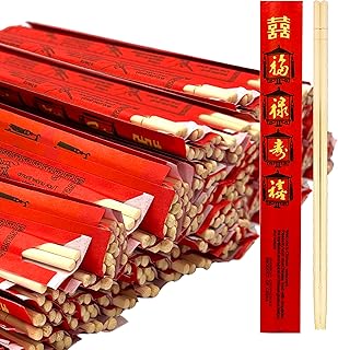 52USA Disposable Bamboo Chopsticks (200 Sets), Wooden Japanese Chopstick Bulk, 9'' Long Chopsticks Disposable, Individually Wrapped Chinese Chopstick