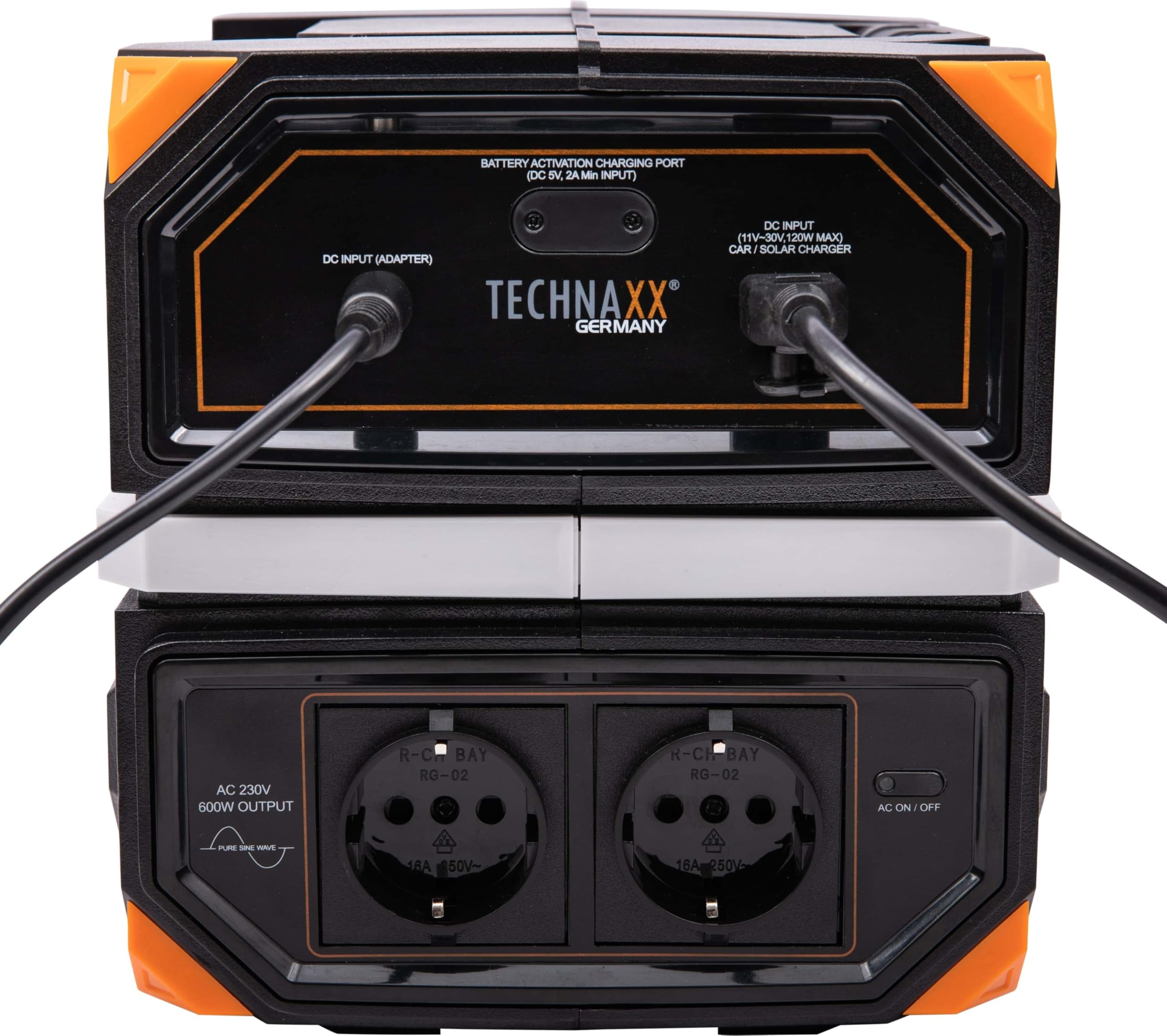 Technaxx 600W Powerstation avec 2X Prise 230V, 6X USB, 2X DC 12V, 1x Prise Allume-Cigare DC, capacité 504Wh, Les Voyages et Le Camping - Onde sinusoïdale Pure, Centrale électrique Portable TX-202