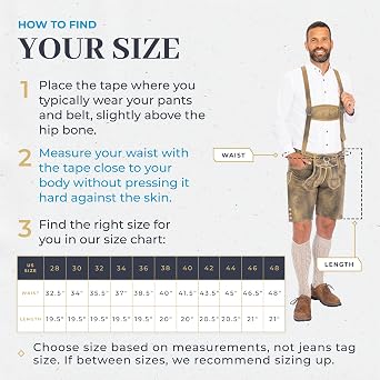 BAVARIA TRACHTEN Lederhosen Men - Genuine Leather Authentic German Lederhosen for Men, Oktoberfest Outfit - Short Dark Brown