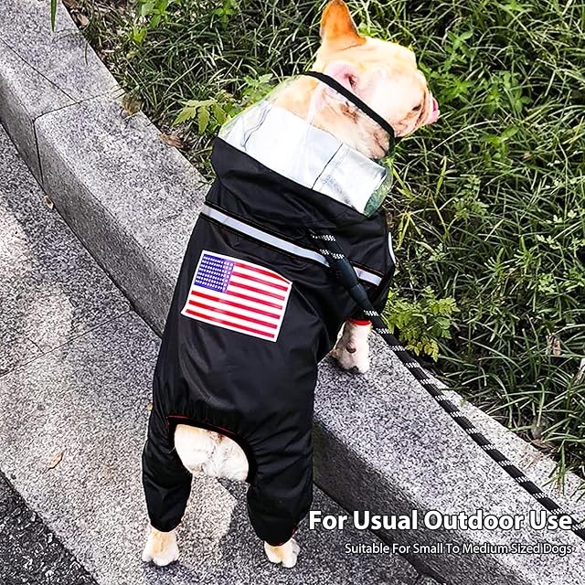 Foto 3 de 6 de PETCUTE Chubasquero para Perros con Capucha,Impermeable para Perros con Collar Agujero y Tiras Reflectoras…