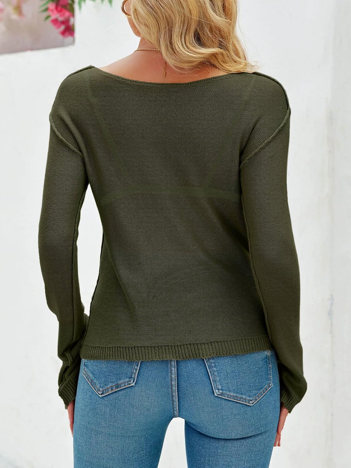 Imily Bela Womens Boat Neck Shirts Long Sleeve Lightweight Knit Pullover Sweaters Casual Sheer Blouse Tops - Image 5