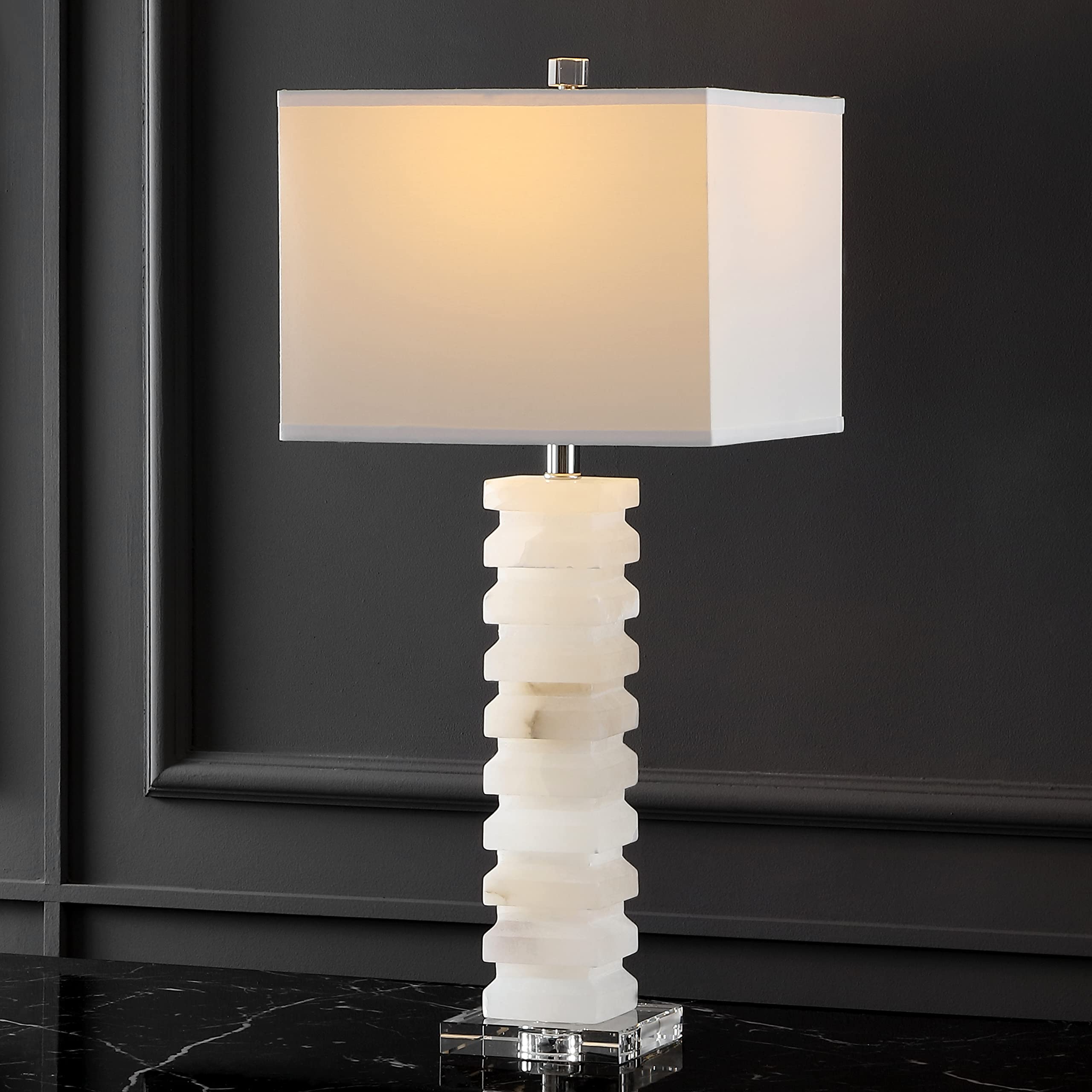 SAFAVIEH Couture Lighting Collection Anita Handmade White Alabaster 29-inch Table Lamp
