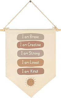 Positive Encourage Inspirational Flag Sign Gift for Baby Newborn Boys Girls Kids-Banner Wall Decor Gifts for Nursery Bedroom Playroom Front Door-Baby Keepsakes Shower,Christmas,New Home Presents