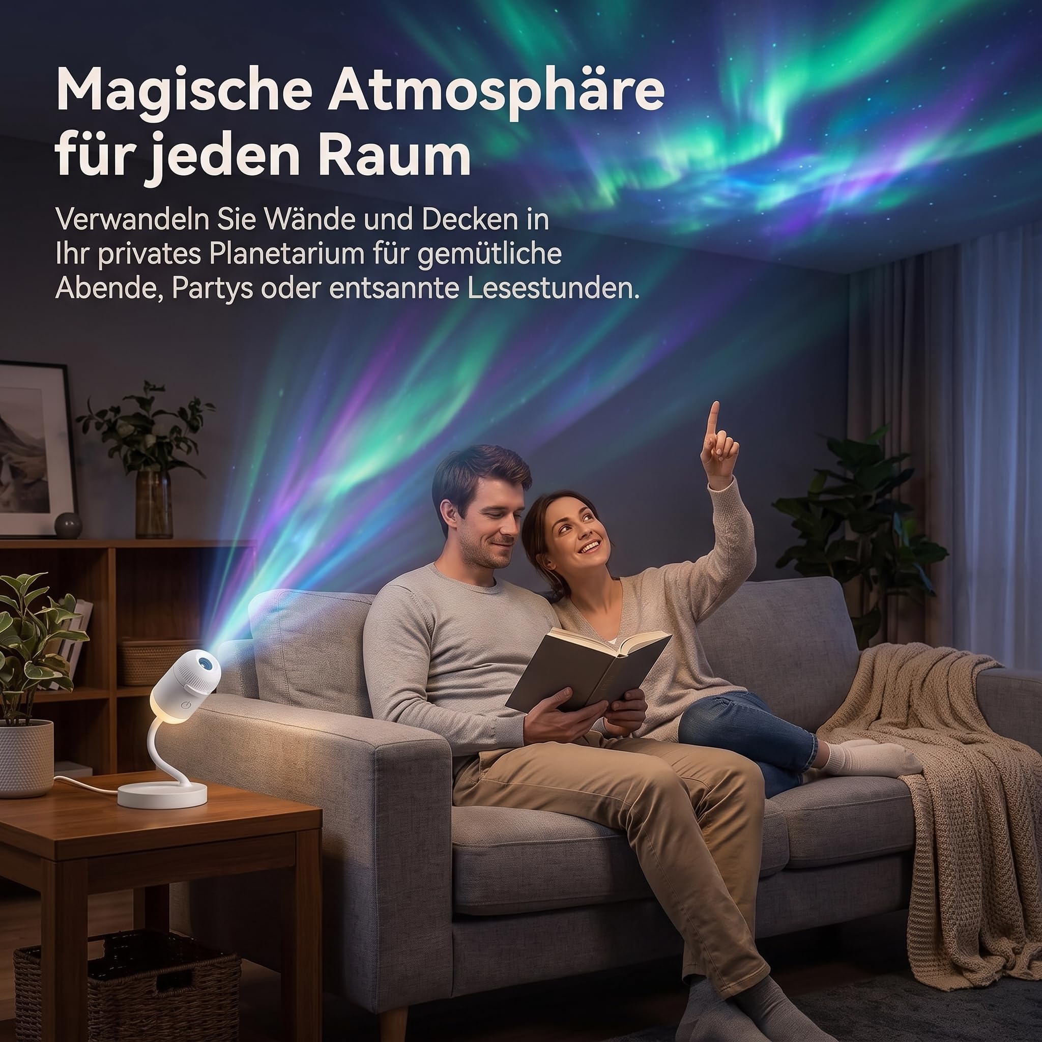 Plug and Play HD Star Projector, Galaxy Projector Night Light, 360° Rotating Starry Sky Projector, Smart Dynamic 5d Holographic Night Light Projector, para coche, dormitorio, 6 películas