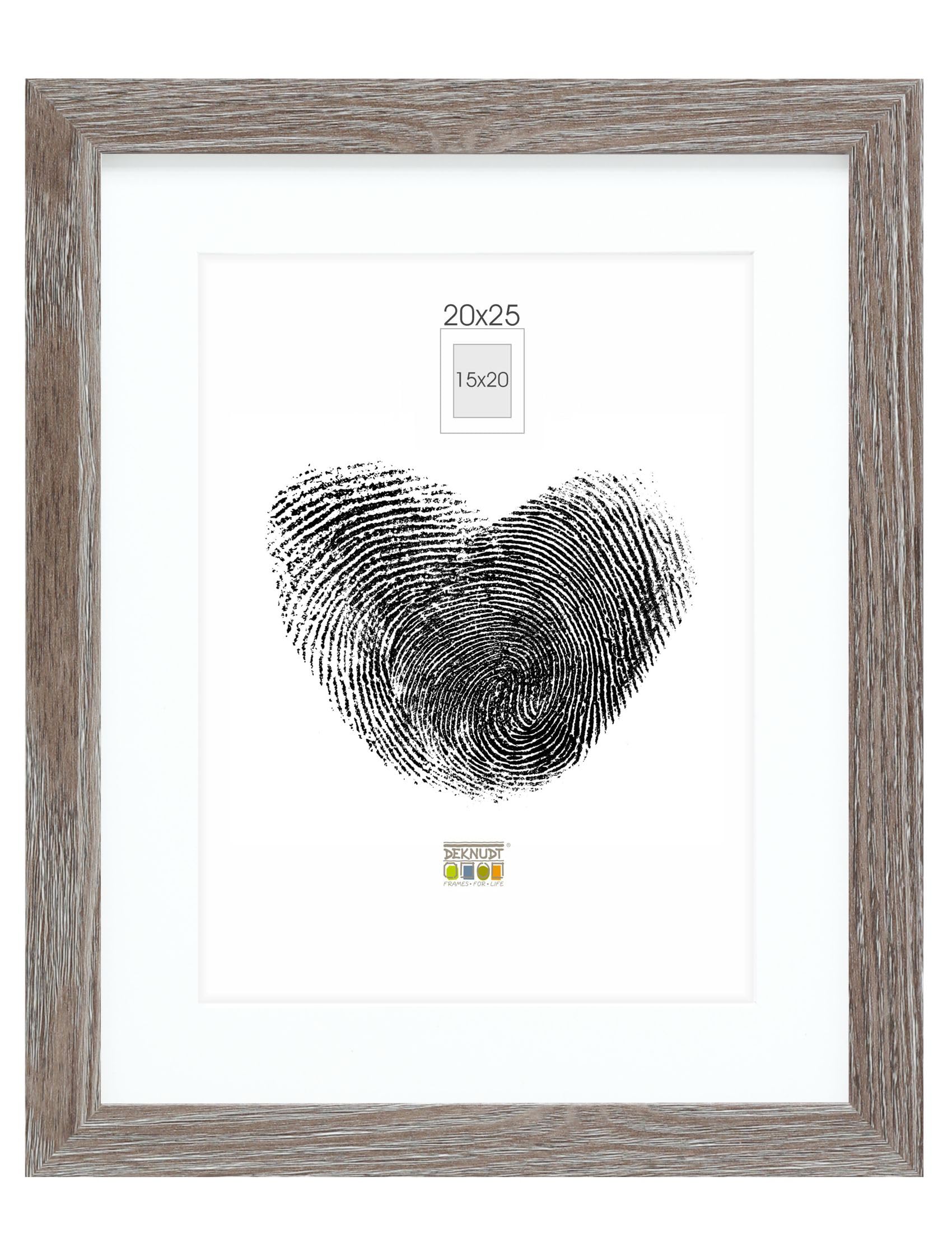 Deknudt Frames S66KH3P1_20.0x25.0 Wooden Photo Frames, Grey, 20 x 25 cm, 15 x 20 cm