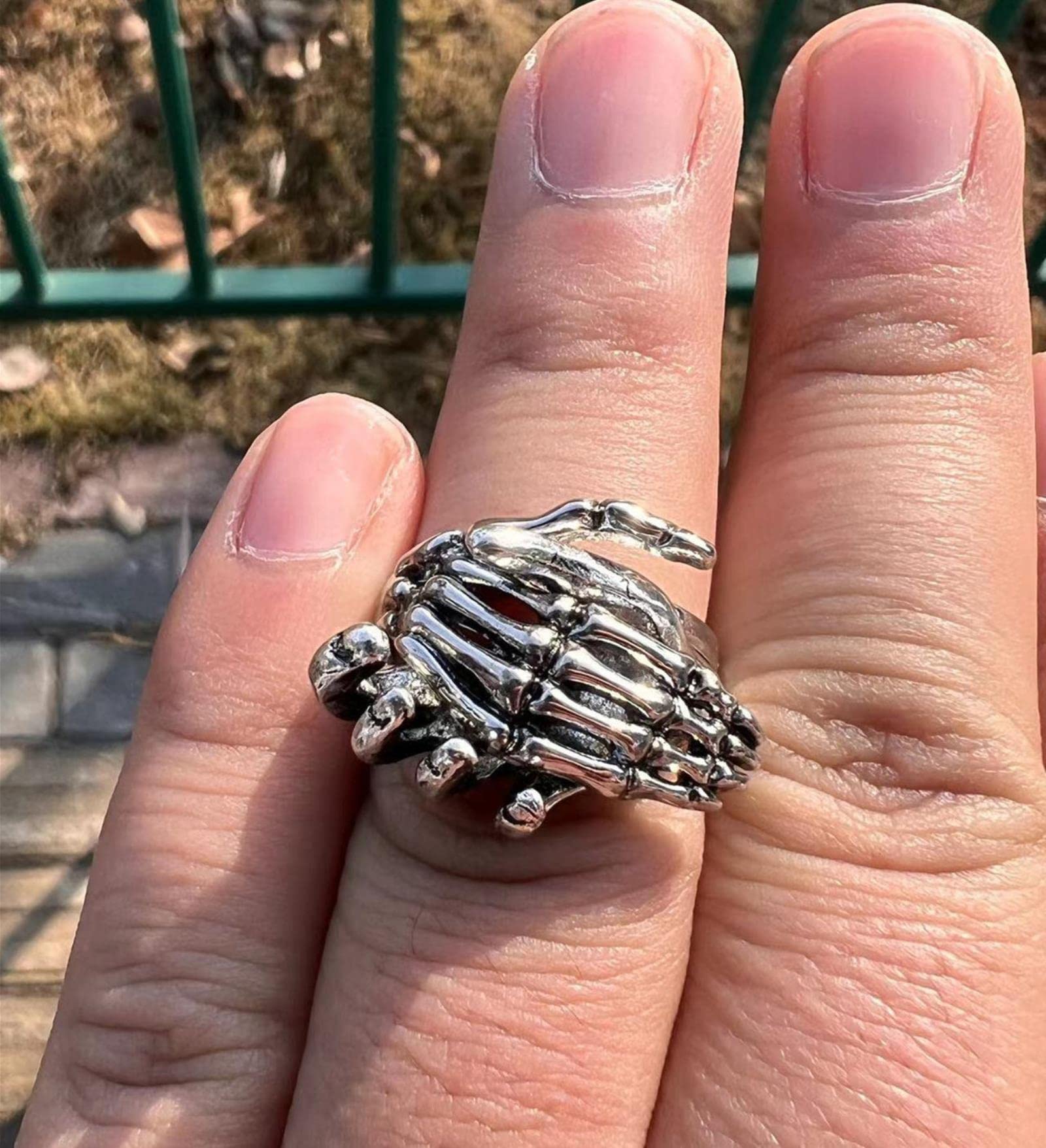 Vintage Punk Rock Skull Rings Hip Hop Gothic Open Skeleton Palm 
