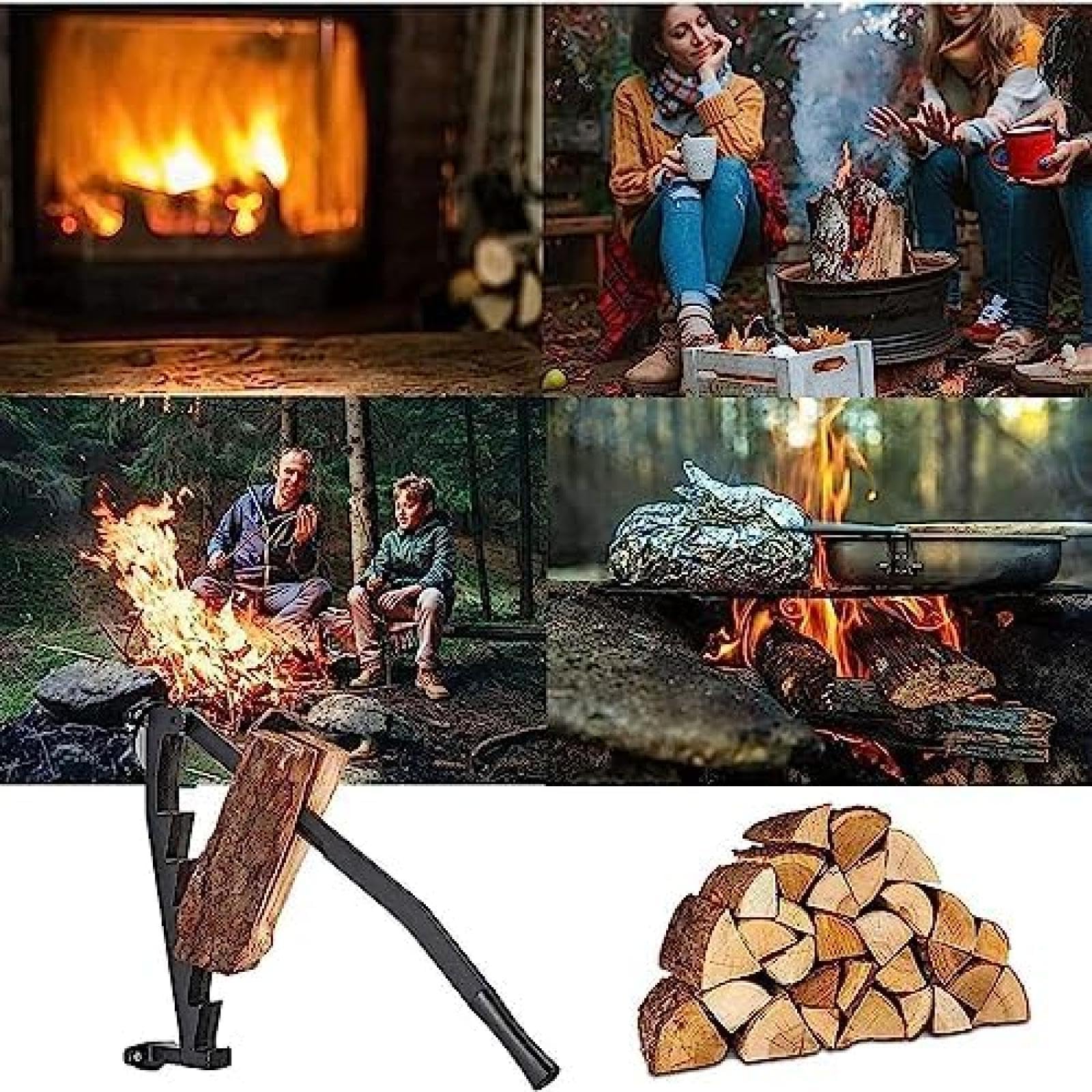 Spaccalegna da ardere – Spaccalegna manuale da parete per una rapida preparazione del legno, costruzione robusta per casa e campeggio