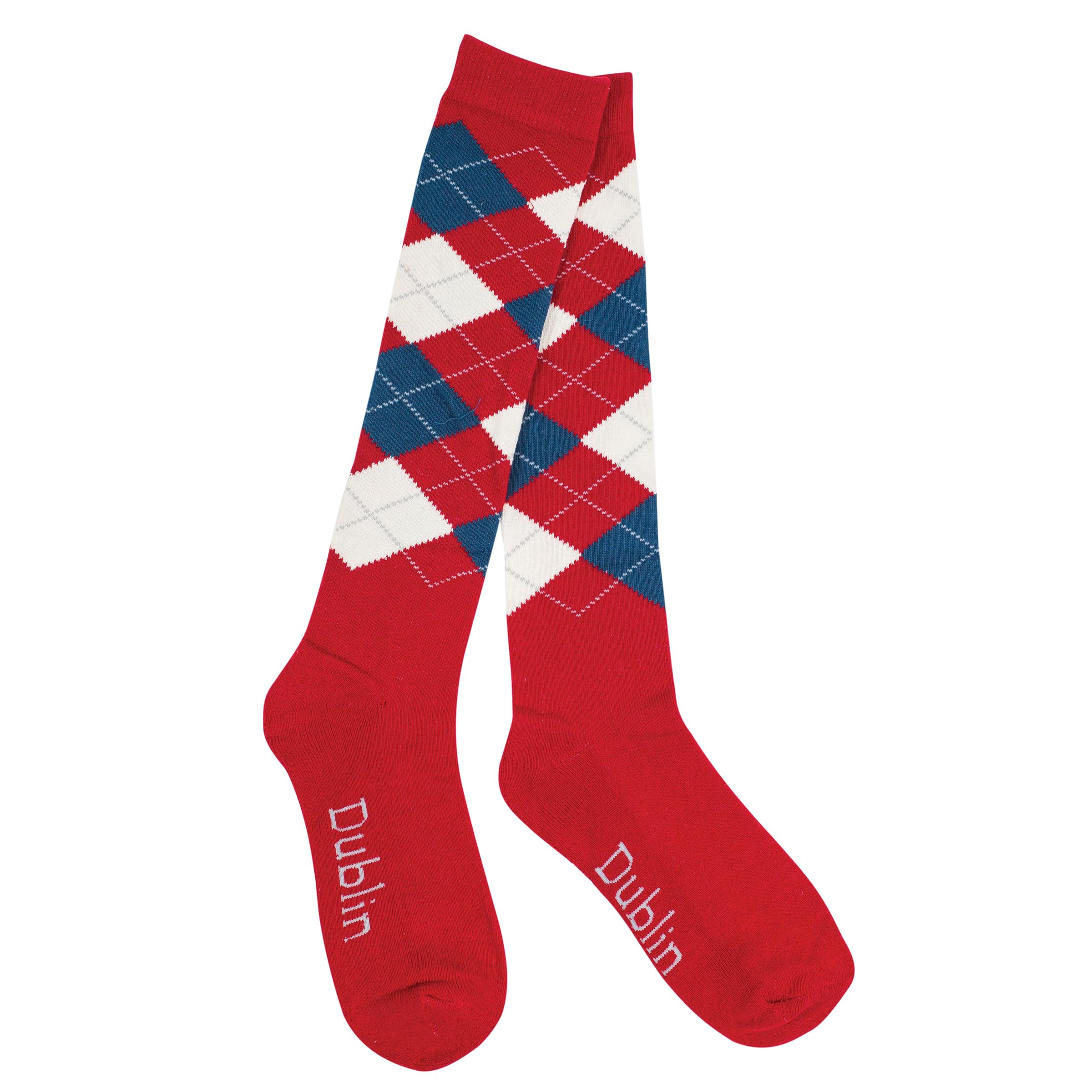 Dublin Men's Red/Navy/White Argyle Socks, One Size