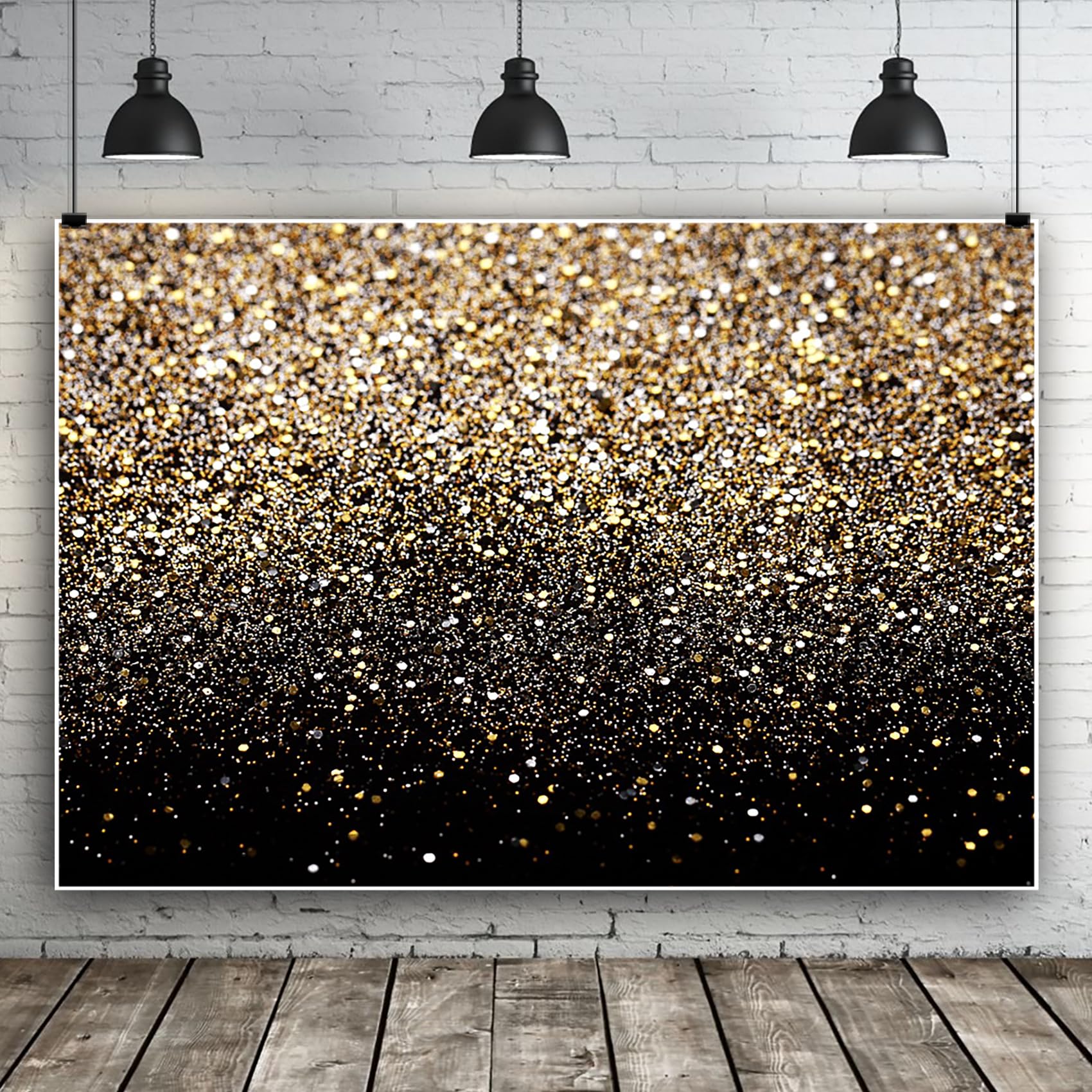 telón de Fondo Oro Brillante 450x300cm Bokeh Manchas Doradas Brillo Fondo Negro Oro Tema Lujo cumpleaños Boda Fiesta fotografía telón de Fondo Retrato Estudio fotográfico Accesorios