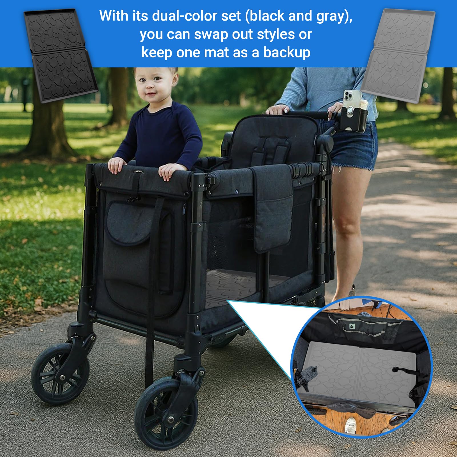 Silicone Wagon Floor Insert Mat Compatible with Wonderfold W2 & W4