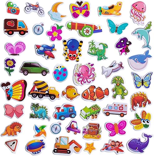 Miniatura 6 de SHANGRLA Variedad de hojas de calcomanías hinchadas para niños pequeños, calcomanías 3D reutilizables con animales, dinosaurio, insectos, océano,