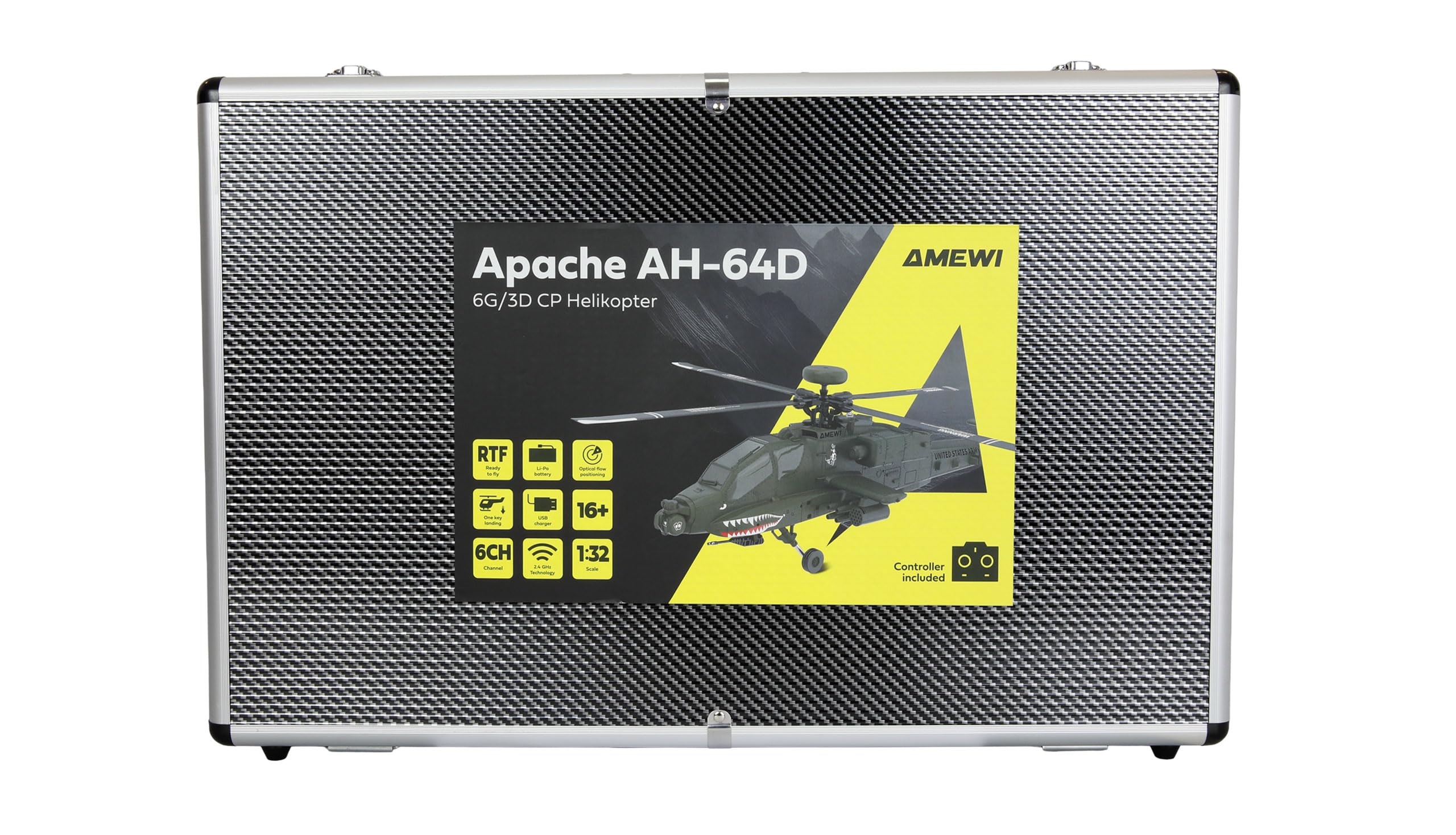 Apache AH-64D CP 6G/3D RTF - Helicóptero (Incluye Mando a Distancia, batería, Cable de Carga, Accesorios), Color Verde