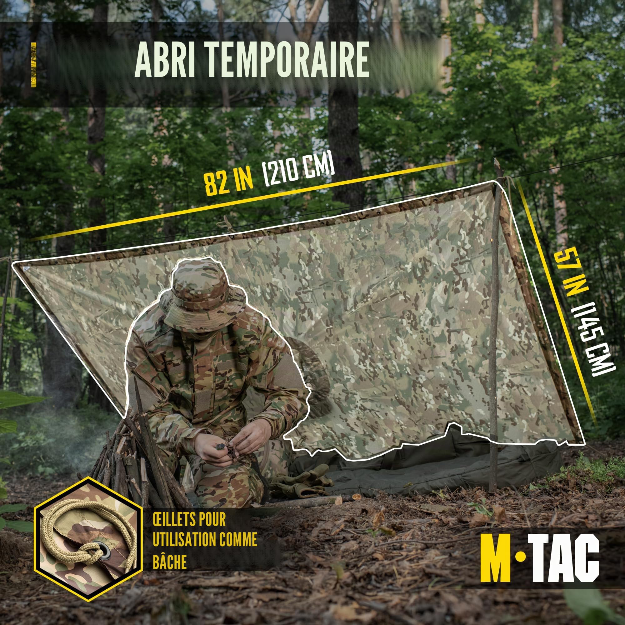 M-Tac Poncho de pluie tactique – Poncho militaire militaire – Imperméable Ripstop Camping Randonnée chasse en plein air Ponchos de pluie