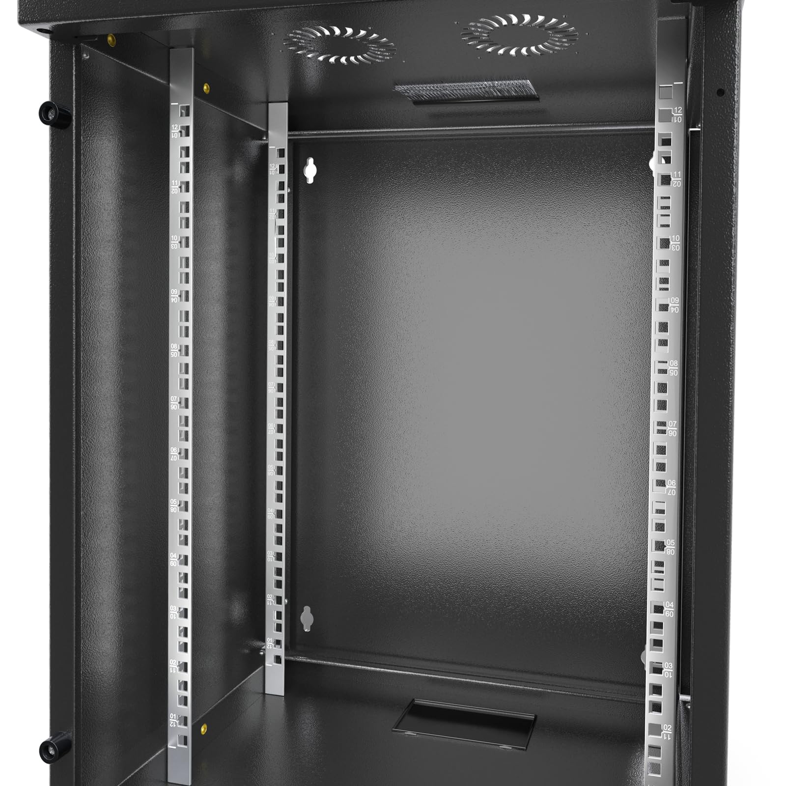 hb-digital Netzwerkschrank 19Zoll 12HE Wandmontage Glastür Sichttür Schloss Wandgehäuse für EDV Router Patchpanel Traglast 60kg robust Tiefe 400mm abschließbar mit Lüftung Unmontiert - Schwarz