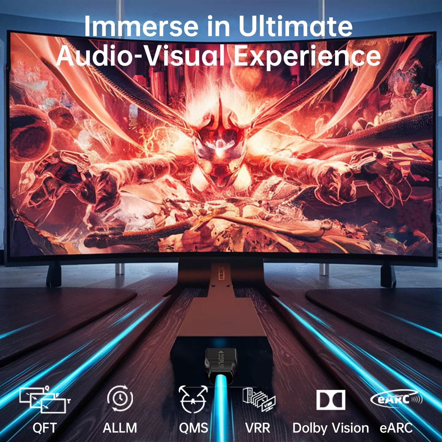 Cable HDMI de fibra óptica 8K con clasificación CL3 (65 pies), cable HDMI 2.1 de 48 Gbps de largo [8K a 60 Hz, 4K a 120 Hz] con conector de bloqueo, compatible con televisores, pantallas,