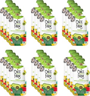 Once Upon a Farm Wild Rumpus Avocado Organic Baby Food Pouches, Refrigerated, No Sugar Added, Cold-Pressure Protected, 24-Pack
