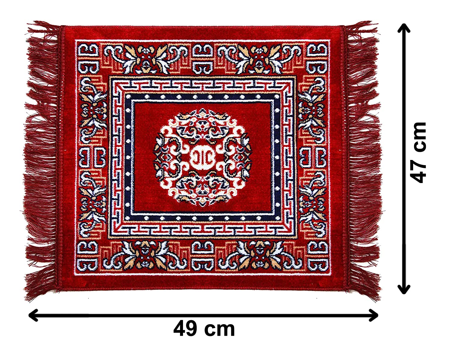 Kuber Industries Rangoli Design Velvet Square Pooja Mat (Maroon), 49 Centimeters, 47 Centimeters 3