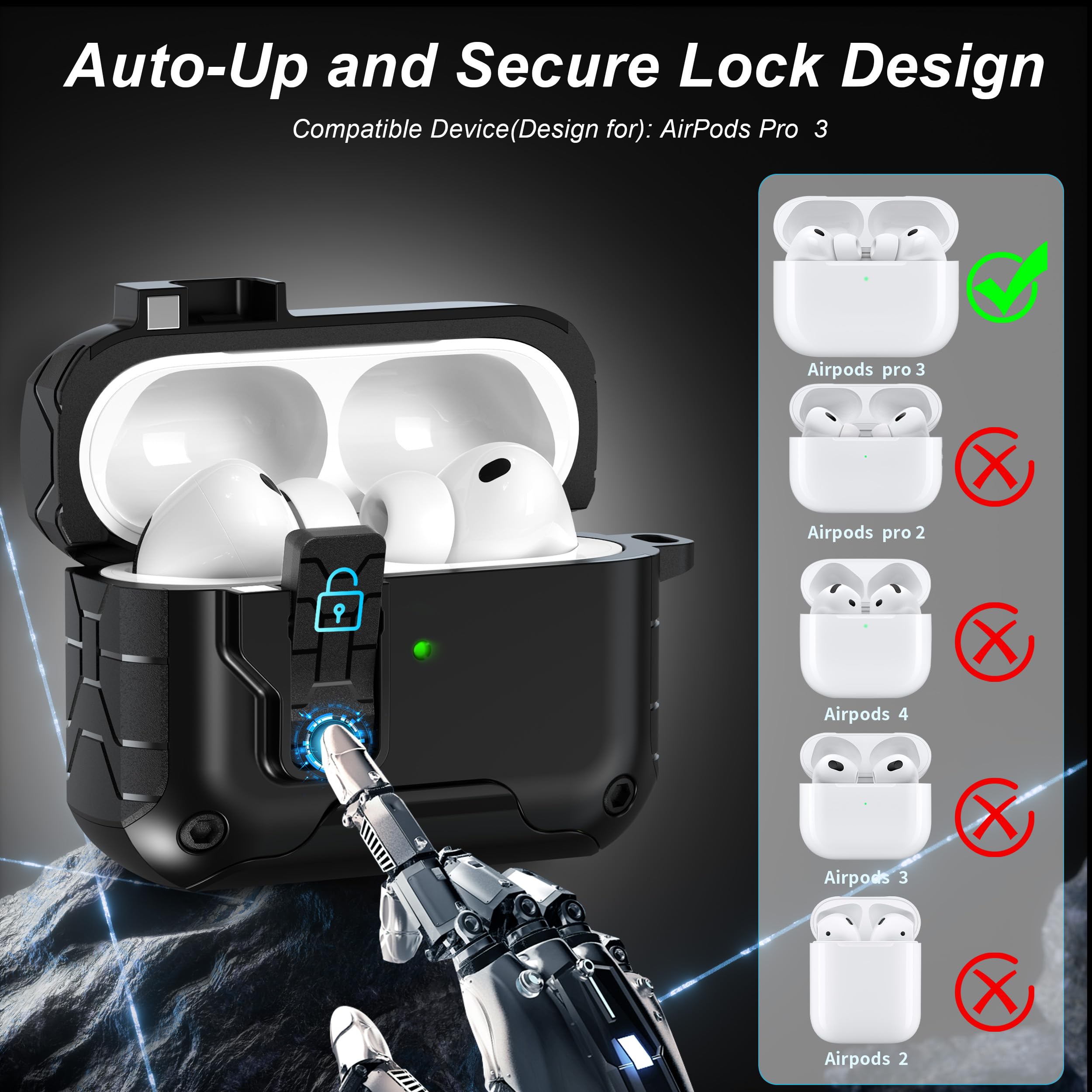 Amazon | MHYALUDO AirPods Pro 第3世代ケース対応、磁気式スクラッチ