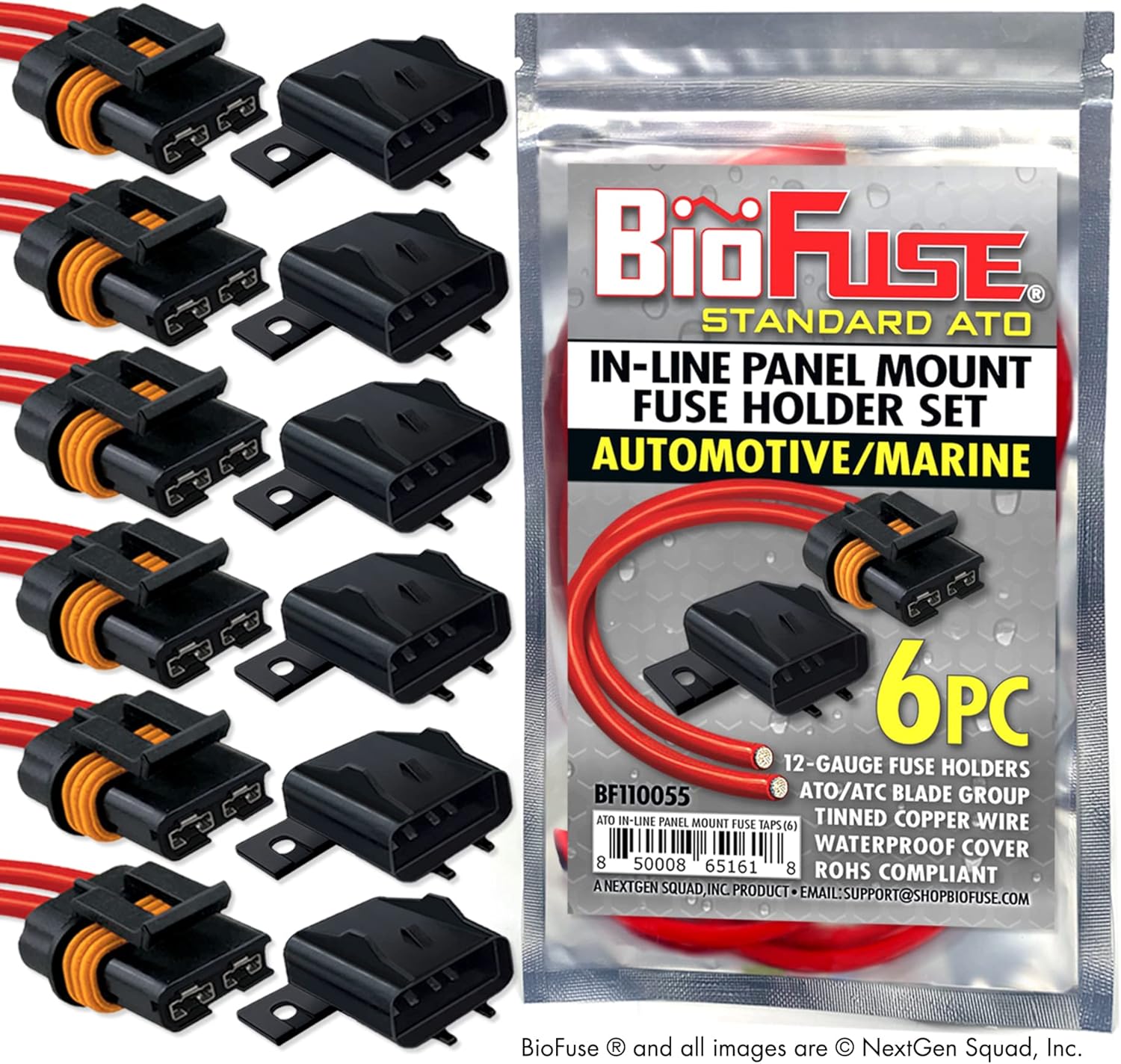 BioFuse (6 PACK) Standard ATO 12AWG InLine Panel Mount