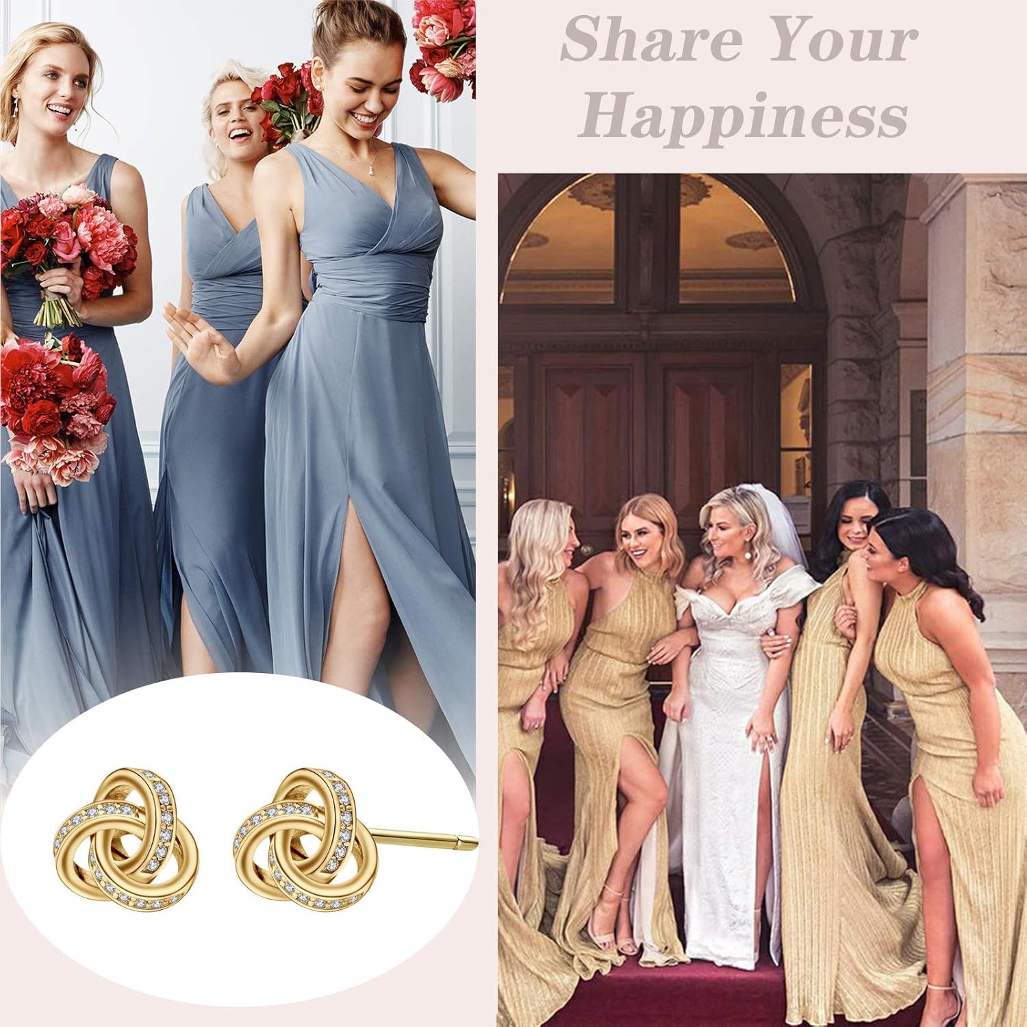Bridesmaids Earrings Set Bridesmaid Proposal Gifts I Couldn't Tie The Knot Without You Wedding Jewelry Bridesmaids Gifts Love Knot Earrings Set of 4/6