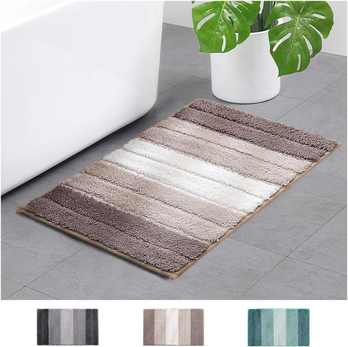 Bathroom Rugs Plush mat Polyester Microfiber Non-Slip,Soft,Absorbent and Machine (Brown Large, 20“×32”)