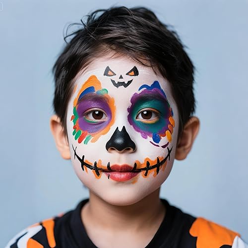 Miniatura 7 de Spooktacular Creations Juego de lápices de pintura facial de Halloween, 42 piezas de plantillas de pintura corporal para disfraz de Halloween,
