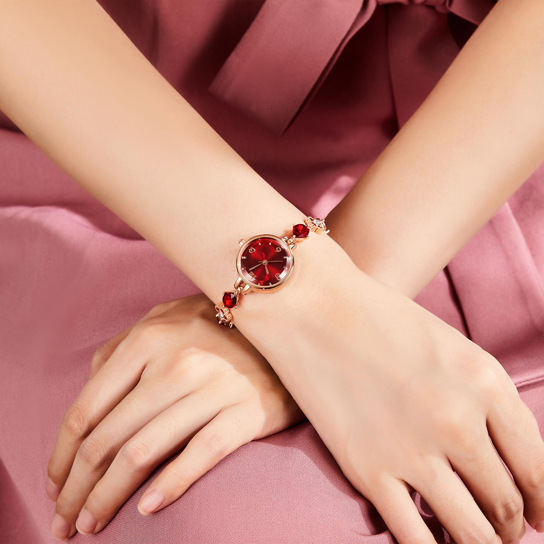 Reloj de pulsera para mujer, redondo, mini relojes para mujer, impermeables, exquisitos regalos para mujer, Rojo -, Moda 2