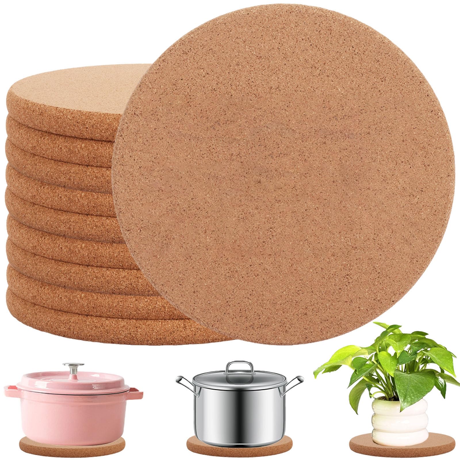 Sous-verres en liège épais 19 cm protection thermique poêles et pots