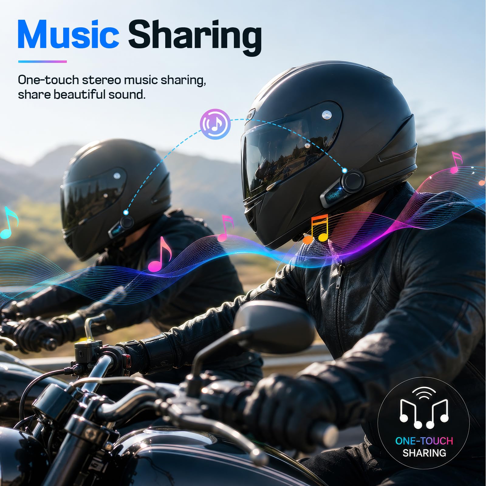MAXTO Cuffie Bluetooth M2S per moto, sistema di comunicazione a 6 vie con sistema di comunicazione con impermeabilità IP67, assistente vocale, radio FM, condivisione musica, cancellazione del rumore