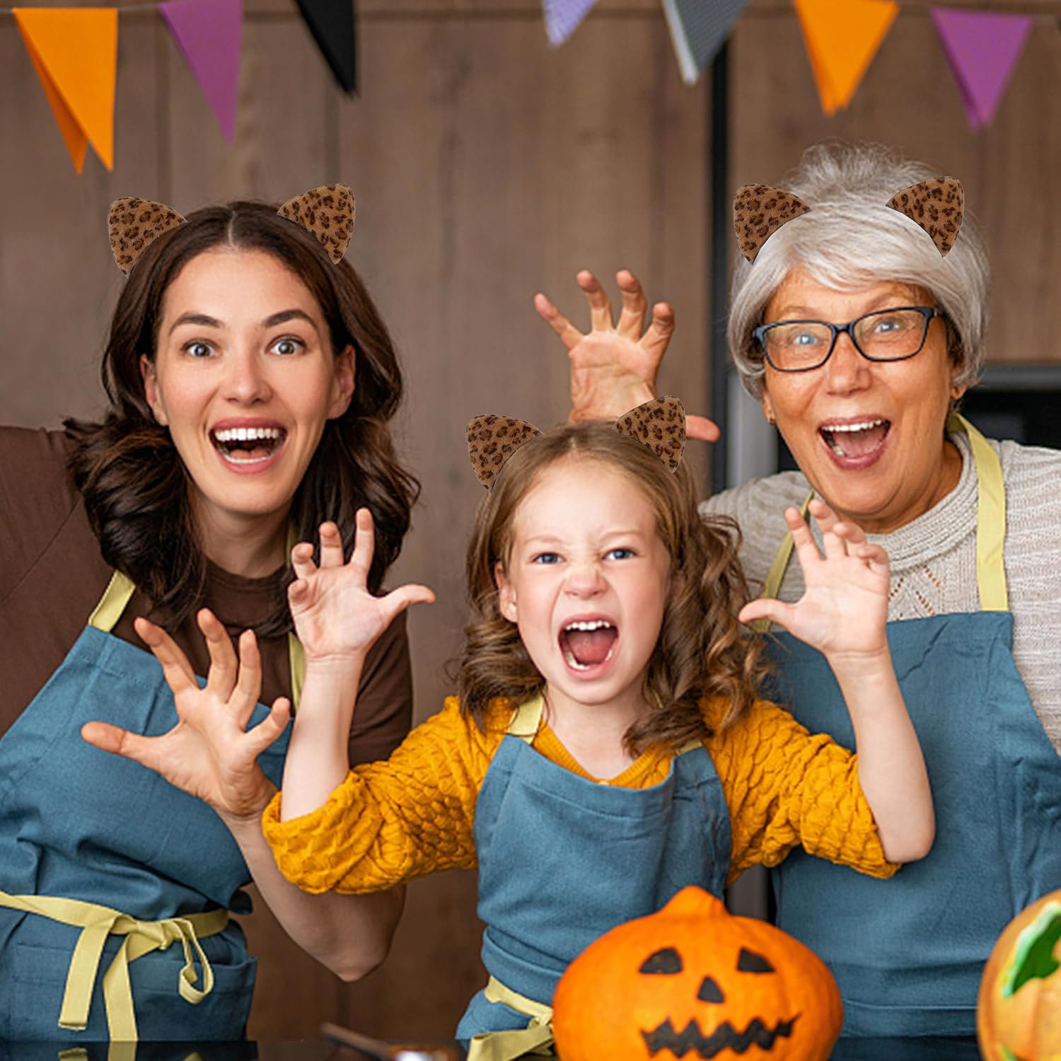 Komotu Leopard Ears Headband, Cat Ears Headband, Furry Padded Leopard Ears Cat Leopard Halloween Costume Accessories - Image 6