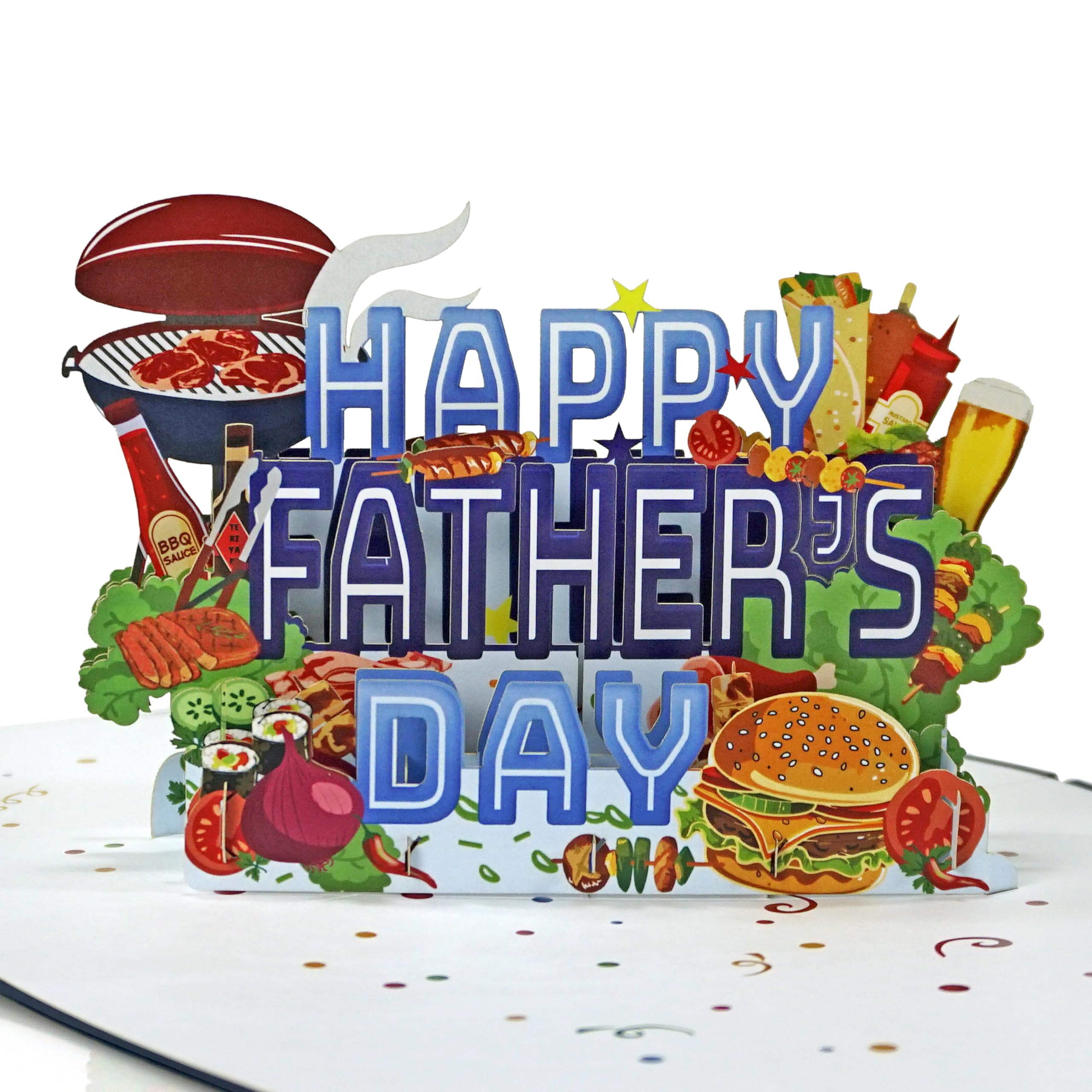 CUTPOPUP Fathers Day Card Pop Up, First Father's Day for Dad, Father in Law, Stepdad, Grandpa, Husband, Son (Happy Father's Day BBQ)