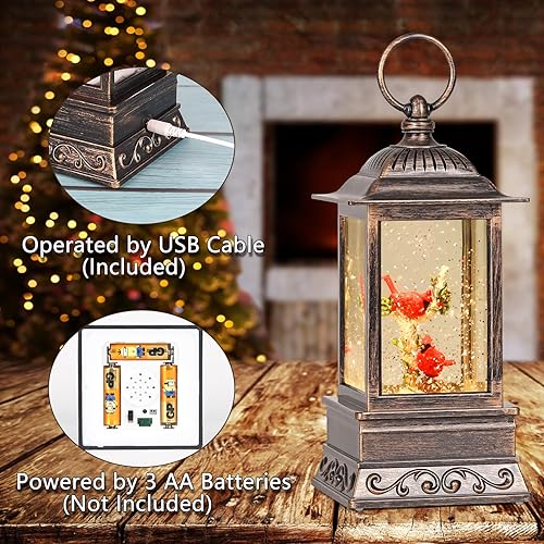 Miniatura 17 de Decoraciones de globos de nieve de Halloween, linterna negra con purpurina de gato con temporizador de 6 horas, decoración iluminada alimentada por