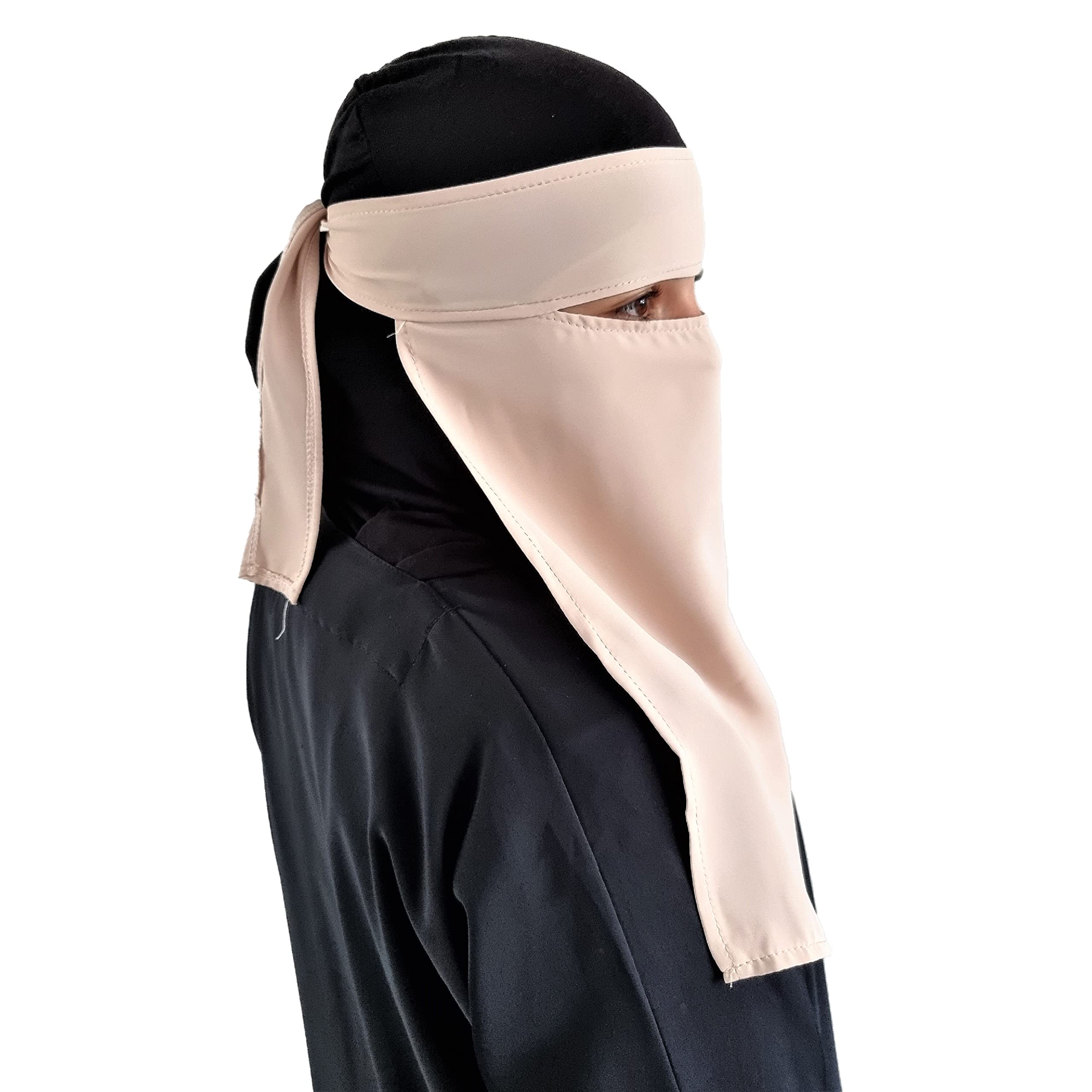 Yaqeen Women's Beige Hijab Niqab Face Veil Jilbab Abaya Khimar Headscarf One Piece Islamic Scarf Ideal Madrassa Mosque Ramadan Eid Wedding Everyday (Beige)