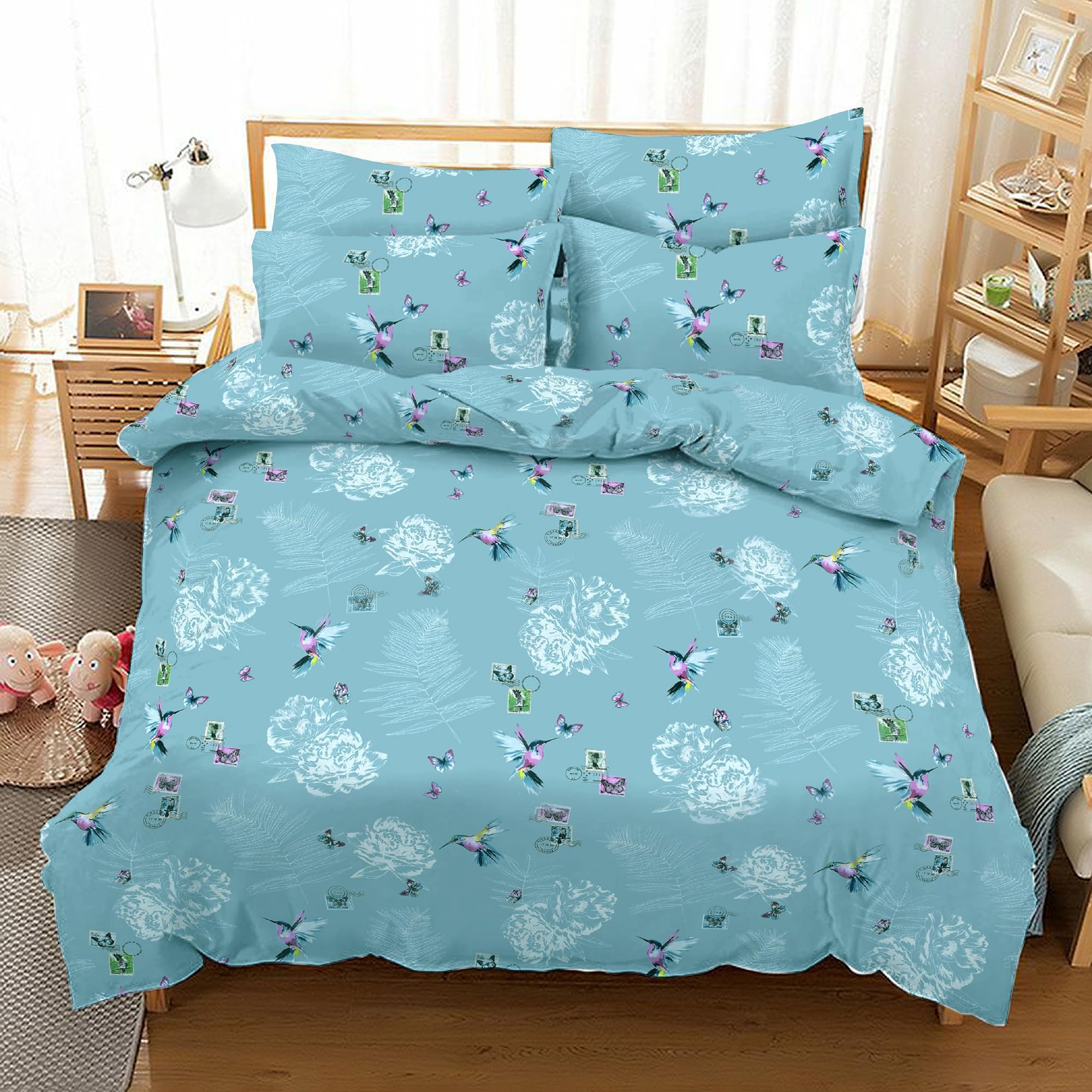 100% Cotton 400 Thread Count Double Duvet Cover Set Printed Floral — image 1