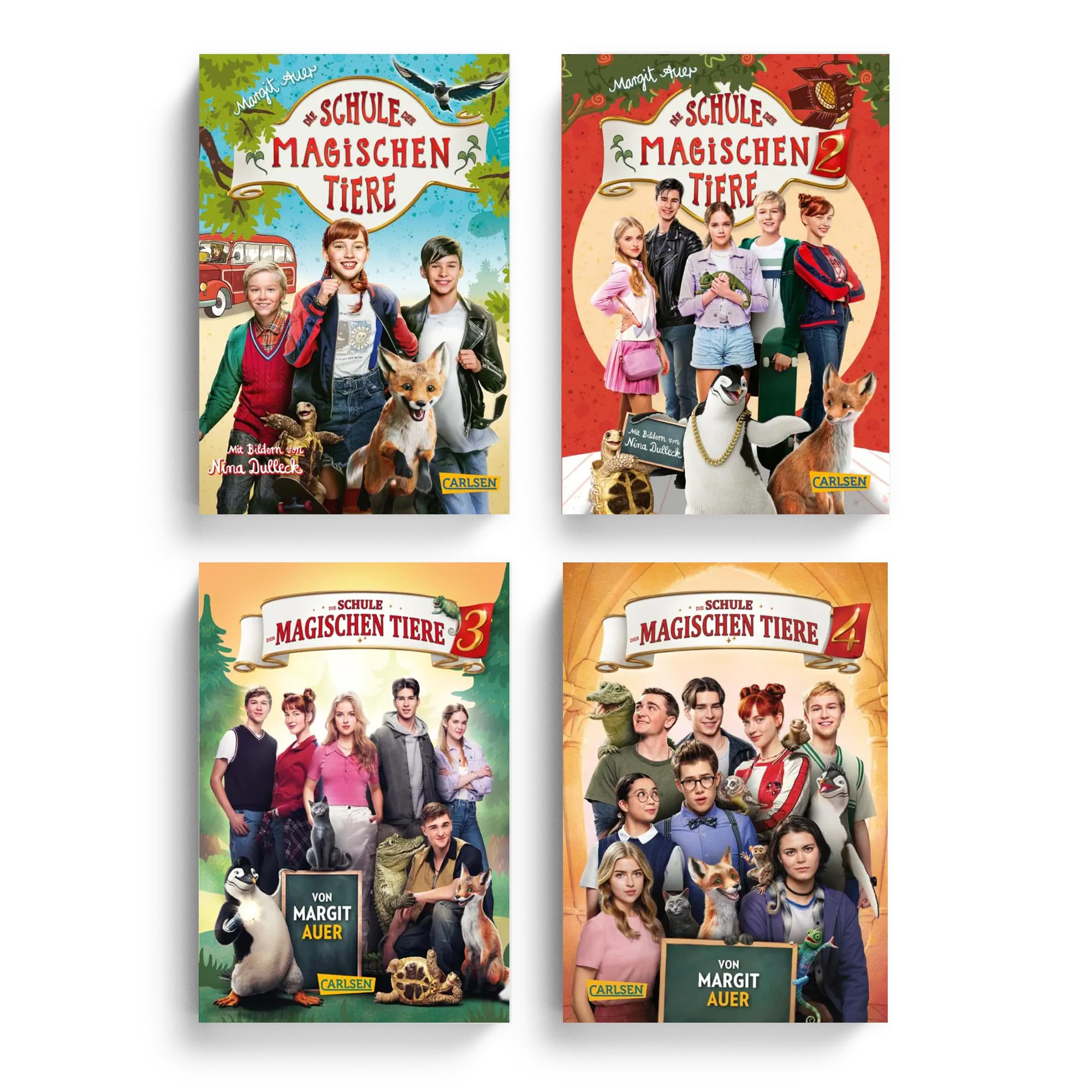 Margit Auer – Die Schule der magischen Tiere Bücher-Set Band 1-4 – Die offiziellen Bücher zu den beliebten Kinofilmen – Kinderbuch Bestseller – Abenteuer und Freundschaft – mit exklusivem Lesezeichen