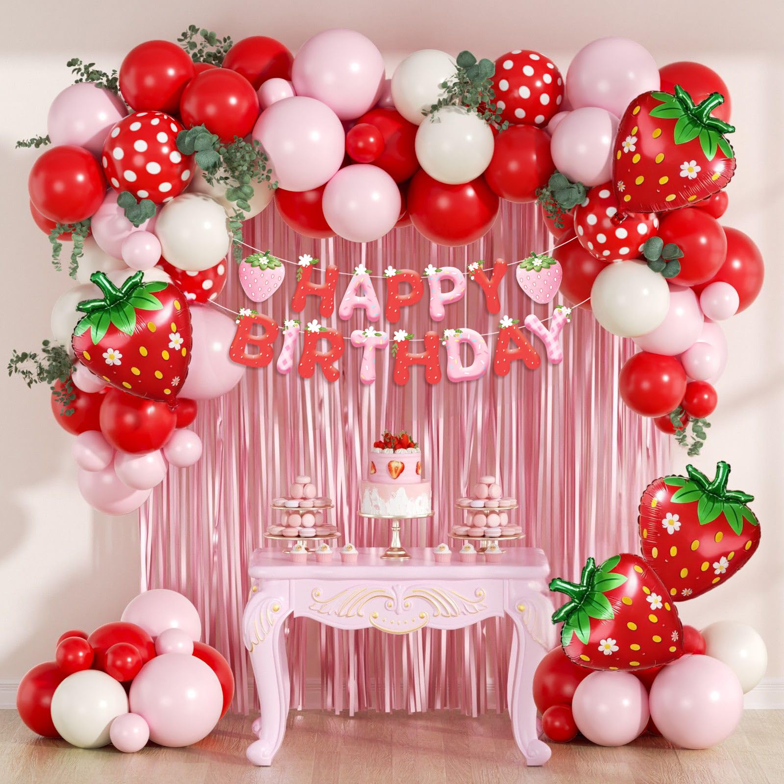 Amazon.com: Strawberry Birthday Party Decorations with Pink Fringe