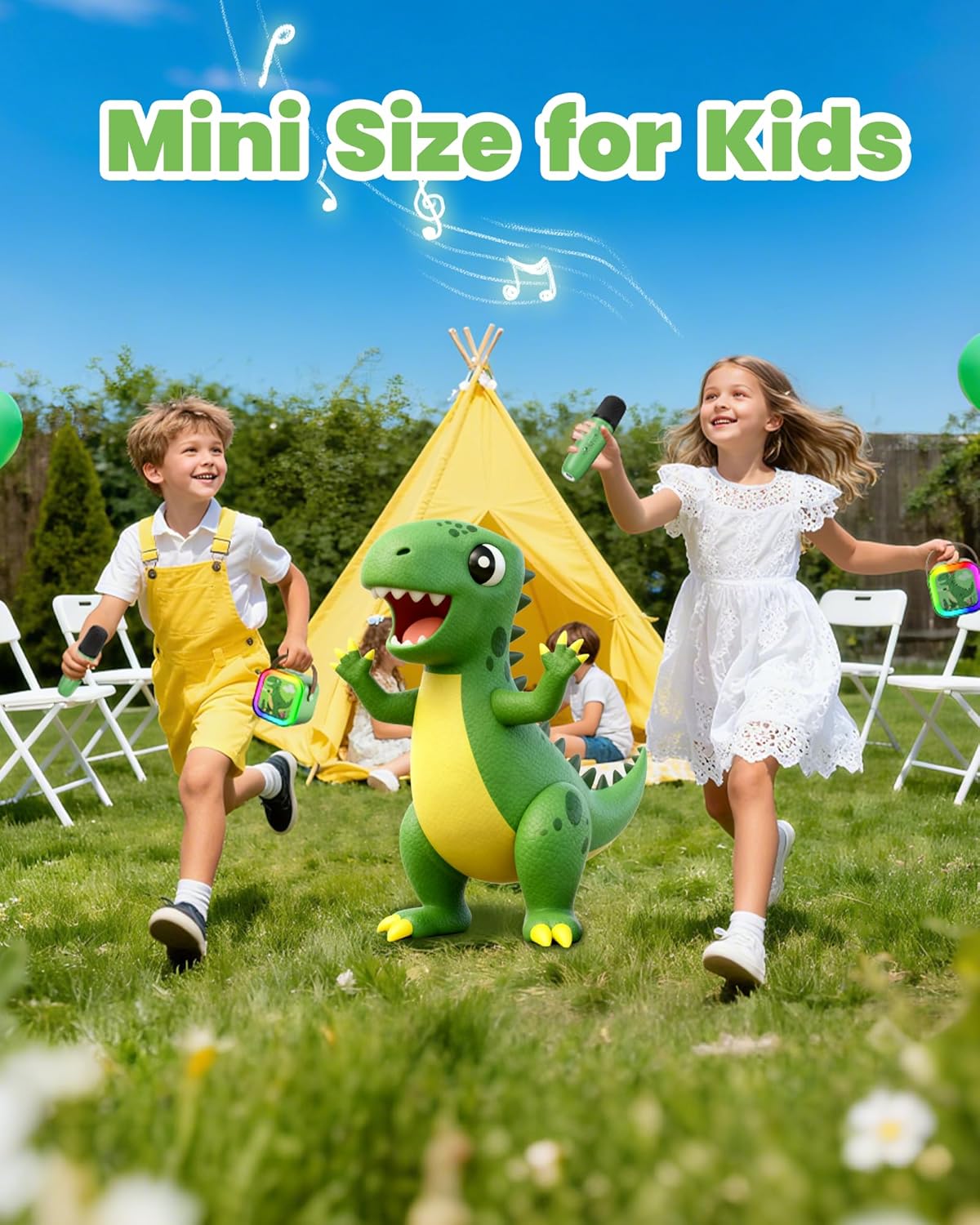 Mini Karaoke Machine for Kids Girls & Boys - Portable Bluetooth Speaker with 2 Wireless Microphones - Kids Birthday Gifts for Ages 4-10 - Green