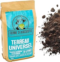 Terre d'Auguste - Terreau Universel 6L - pour Plantes d'Intérieur, Gazon, Plantes Vertes - Sac Refermable, Qualité Supérieure