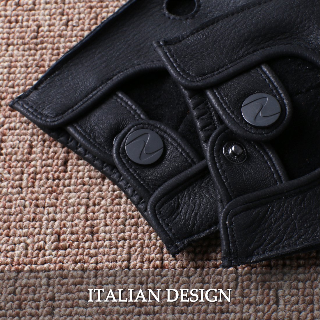 uomini 'pelle di daino guanti senza dita mezzo dito cuoio guidando moto in bicicletta in unlined guanti
