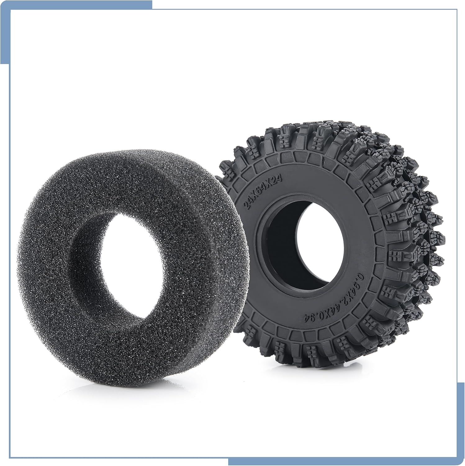 4PCS RC Soft Rubber 1.0 Tires 64MM Foam Insert 1.0" Wheel Tires for 1/18 TRX4M Upgrades 1/24 SCX24