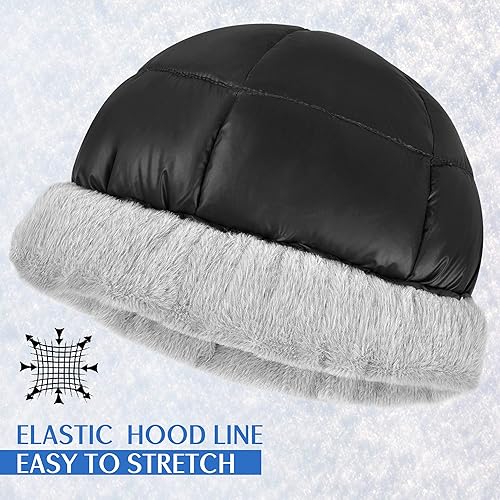 Miniatura 3 de Down relleno Beanie Cap,Sombrero de invierno suave cálido forro polar,Impermeable ultraligero sombrero de esquí uner casco