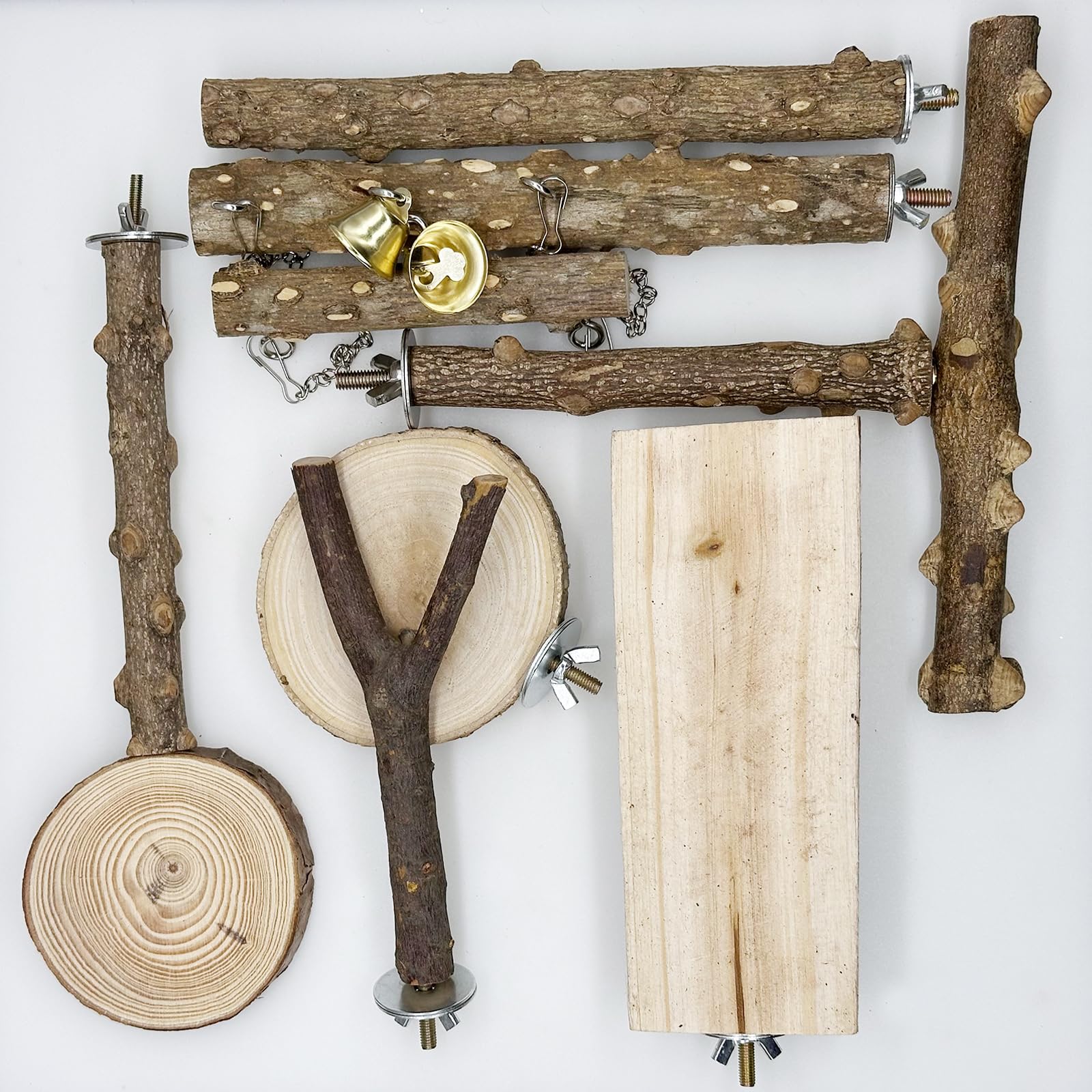 7 Pz Posatoi per Pappagalli, Posatoi Naturali Accessori per uccelli, Giochi per Pappagalli Giocattoli per Pappagalli Accessorio per Gabbia per Uccelli per Cacatua, Parrocchetto