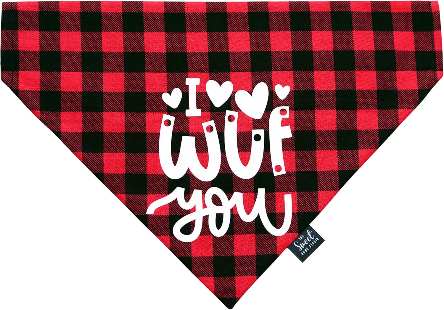 Valentine's Day Dog Bandana Over The Collar, Slip on pet Neckerchief, Festive Dog & cat Accessory, for Dog (I wuf You, X-Large)